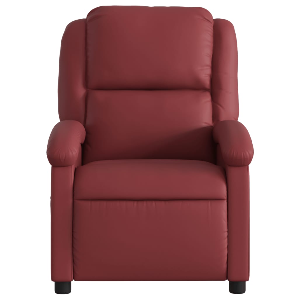 vidaXL Sillón de masaje reclinable de cuero artificial rojo tinto