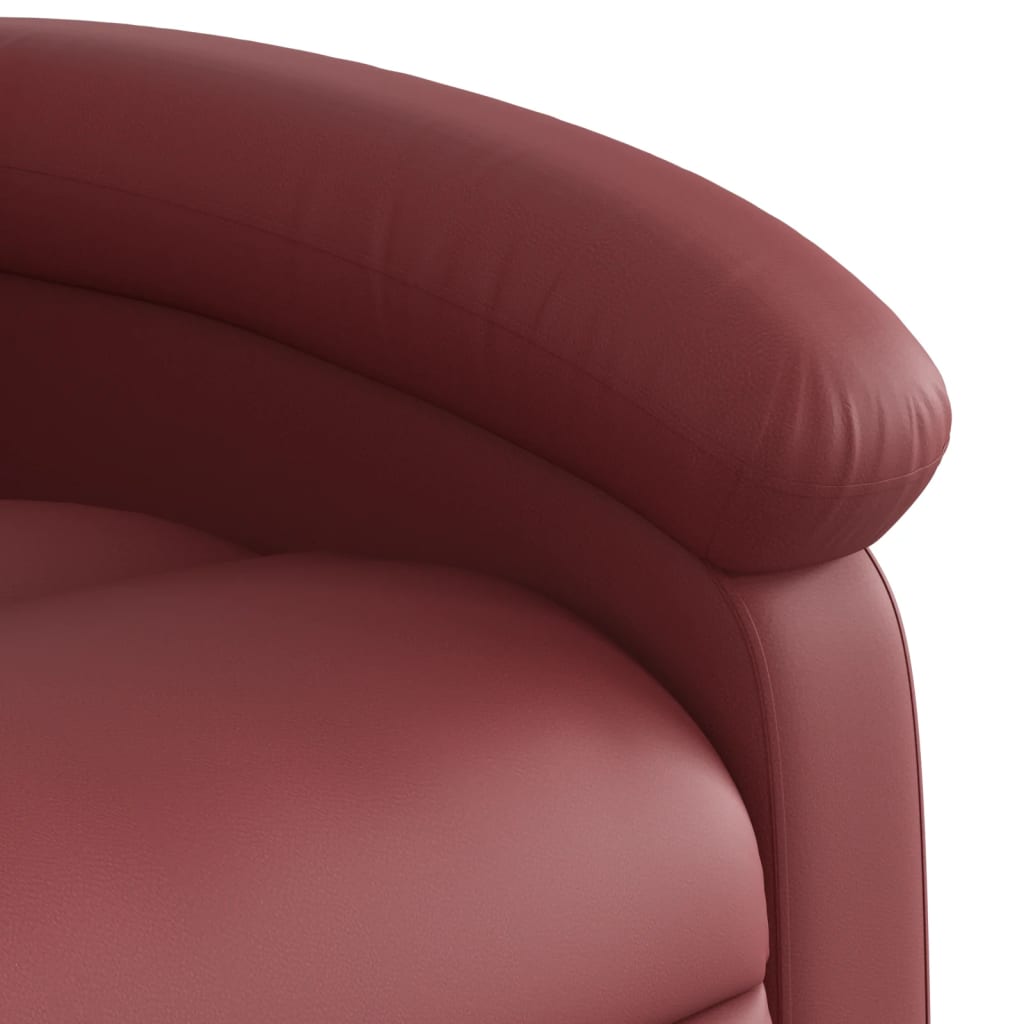 vidaXL Sillón reclinable elevable cuero artificial rojo tinto