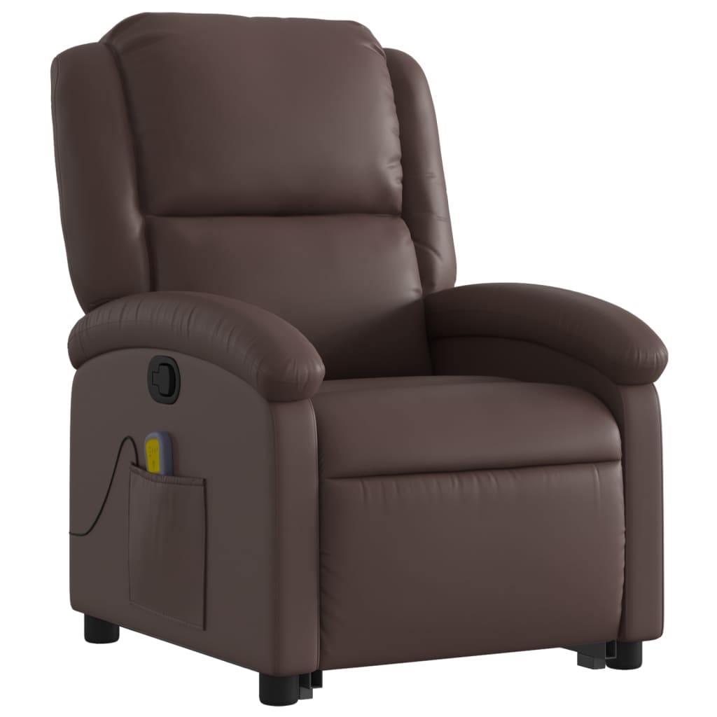 vidaXL Sillón reclinable de masaje de pie de cuero sintético marrón