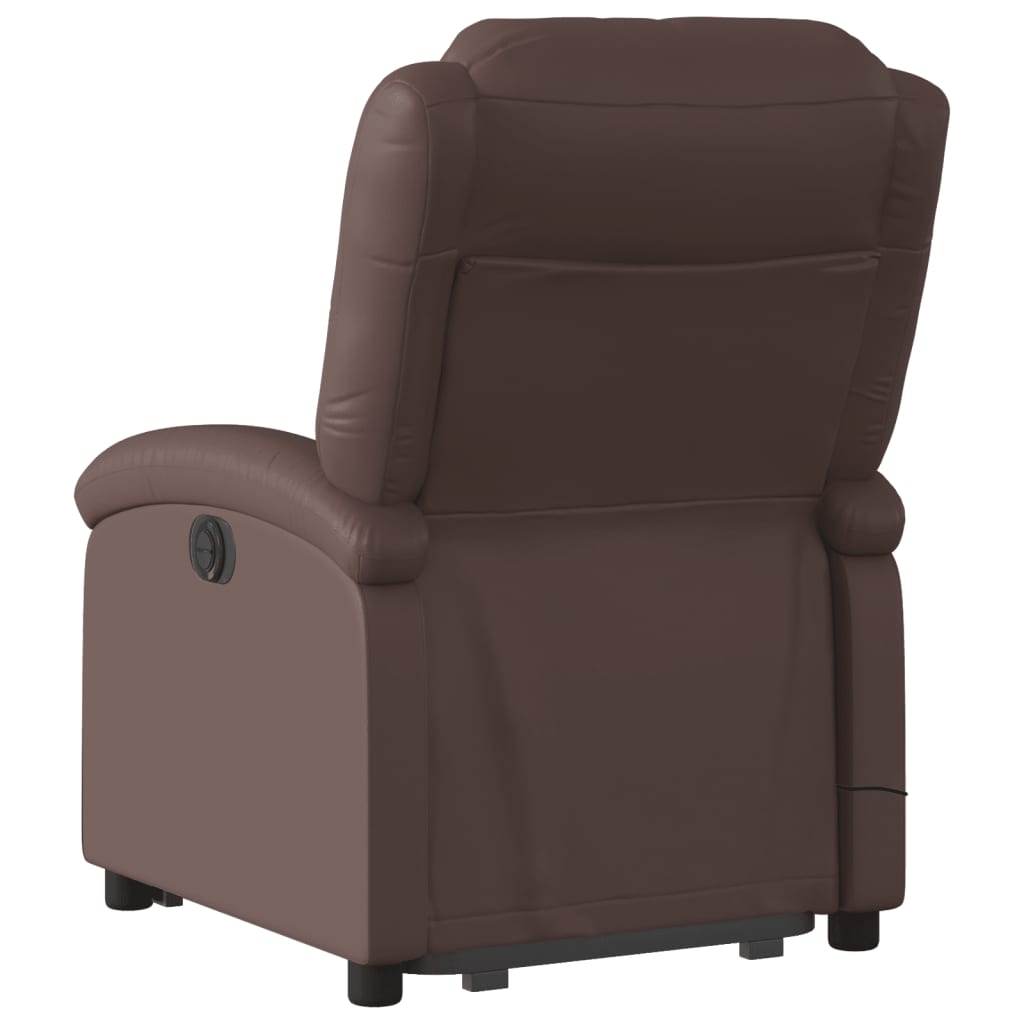 vidaXL Sillón reclinable de masaje de pie de cuero sintético marrón