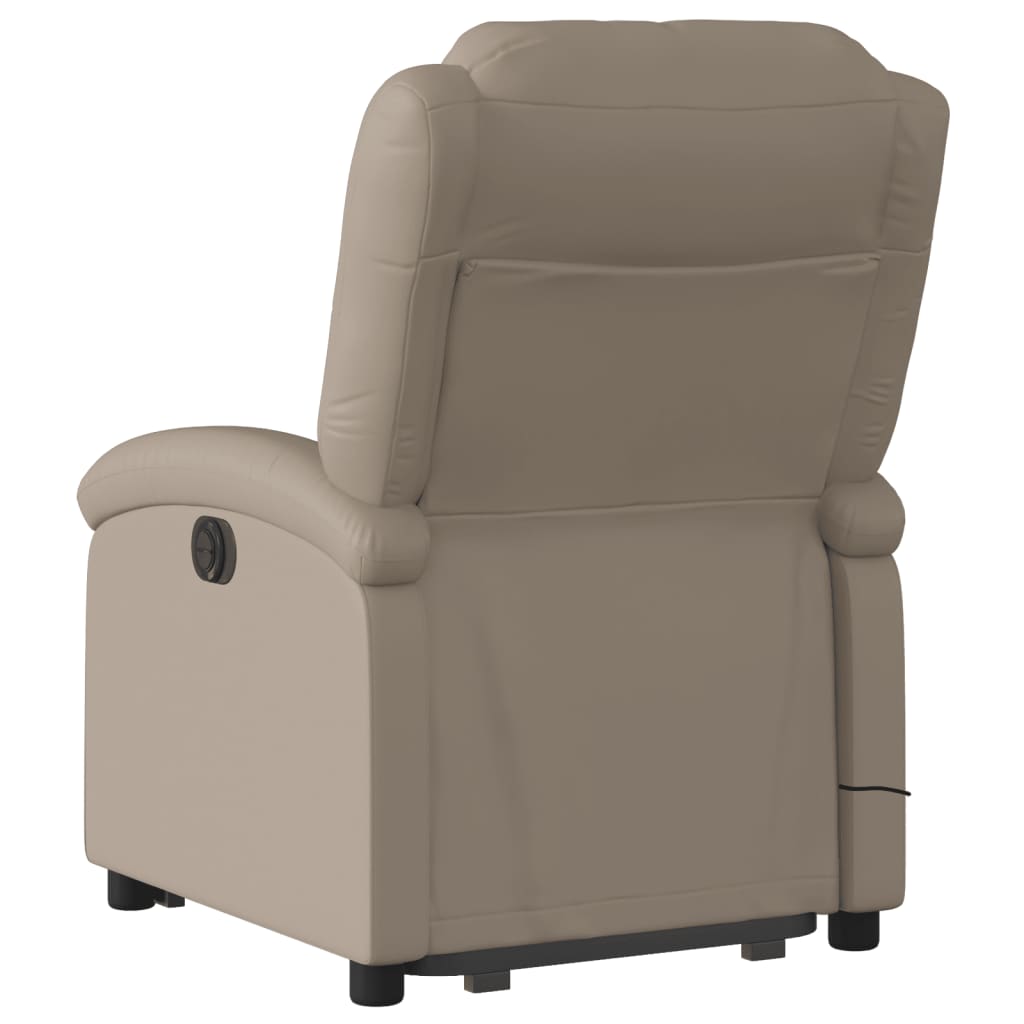 vidaXL Sillón reclinable masaje pie cuero artificial color capuchino