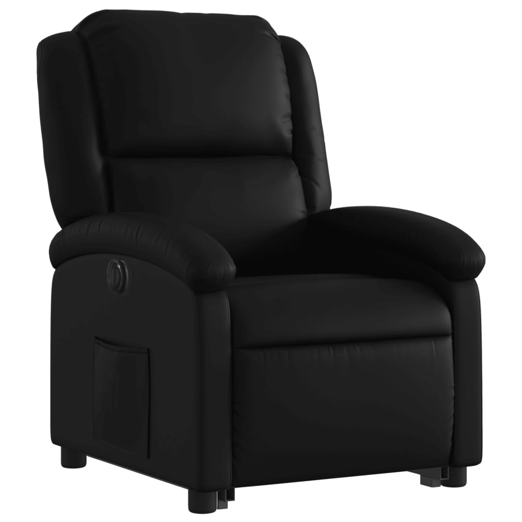 vidaXL Sillón reclinable elevable eléctrico de cuero sintético negro