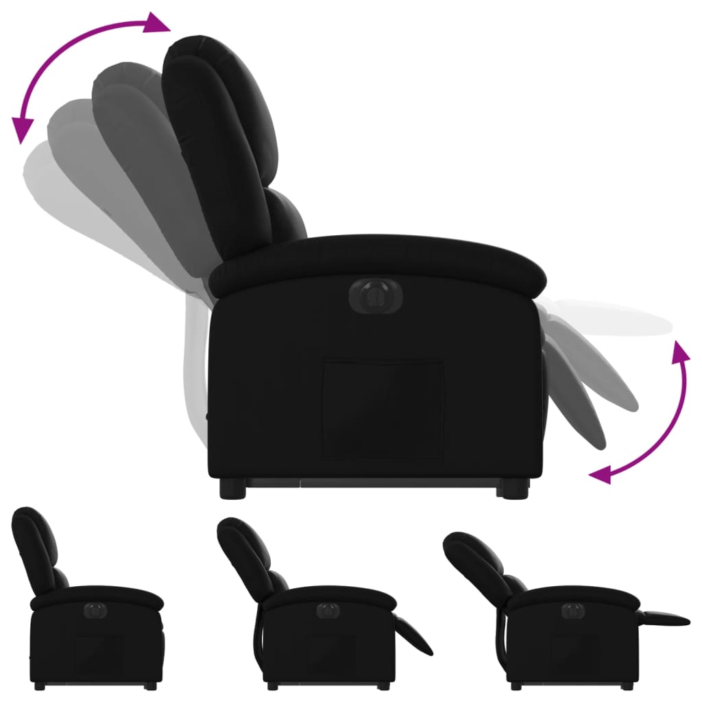 vidaXL Sillón reclinable elevable eléctrico de cuero sintético negro