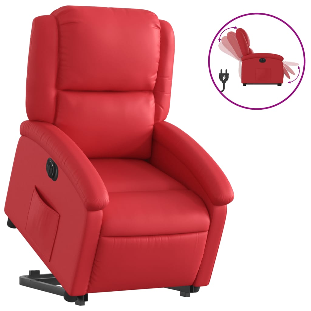 vidaXL Sillón elevable eléctrico cuero artificial rojo