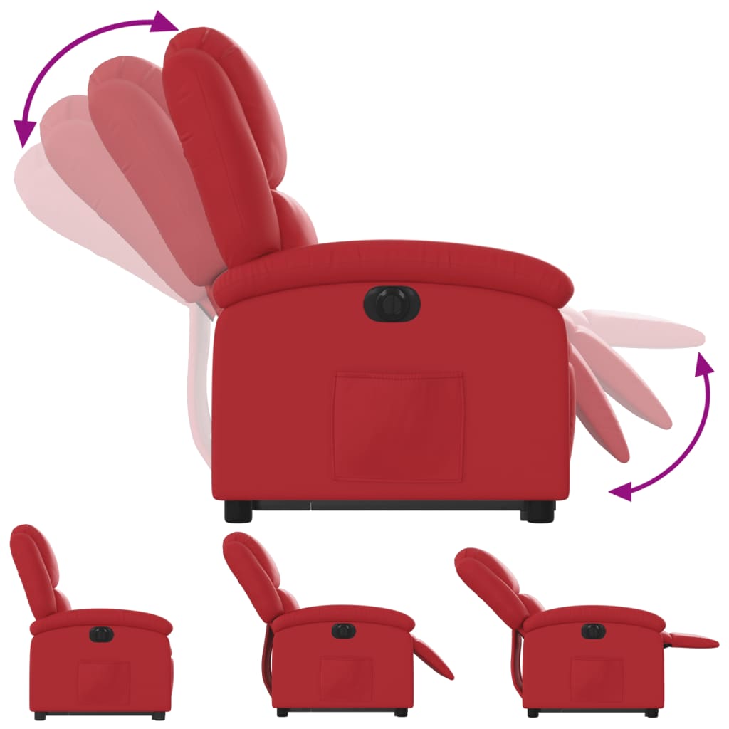 vidaXL Sillón elevable eléctrico cuero artificial rojo