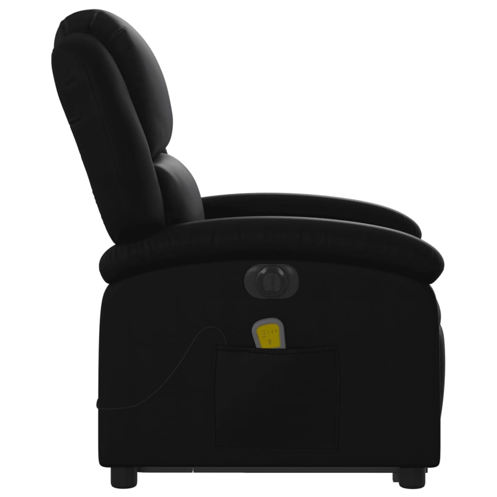 vidaXL Sillón de masaje elevable eléctrico cuero sintético negro