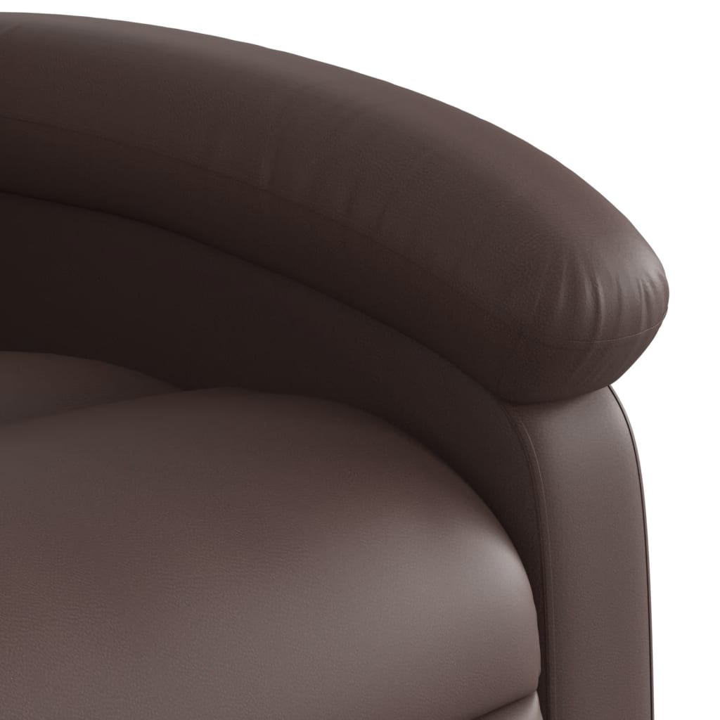 vidaXL Sillón de masaje elevable eléctrico cuero sintético marrón