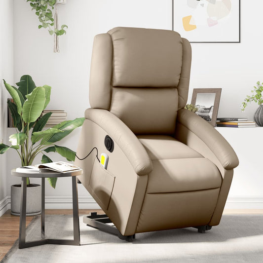 vidaXL Sillón reclinable de masaje eléctrico cuero sintético capuchino