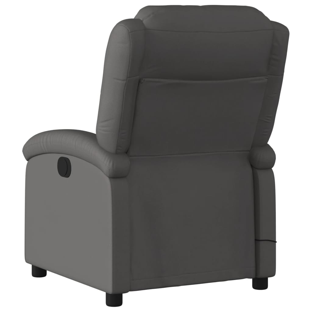 vidaXL Sillón reclinable de masaje eléctrico cuero auténtico gris