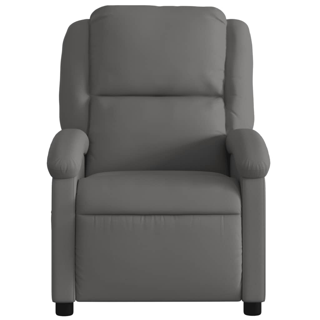 vidaXL Sillón reclinable de masaje eléctrico cuero auténtico gris