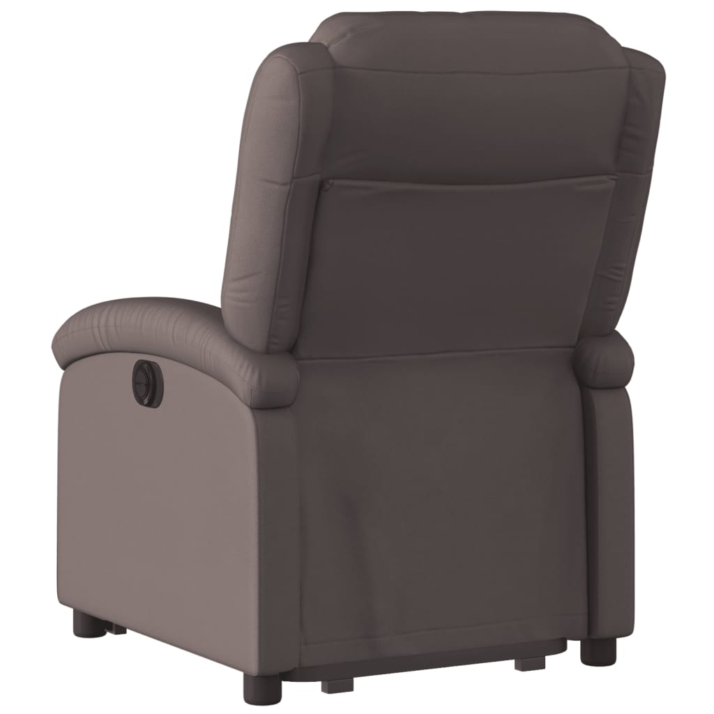 vidaXL Sillón reclinable elevable cuero auténtico marrón oscuro