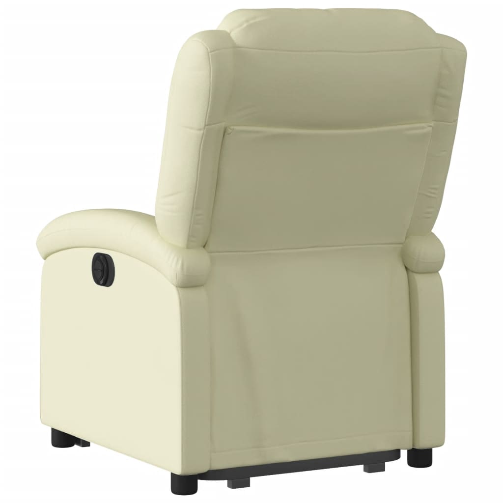 vidaXL Sillón reclinable elevable cuero auténtico color crema