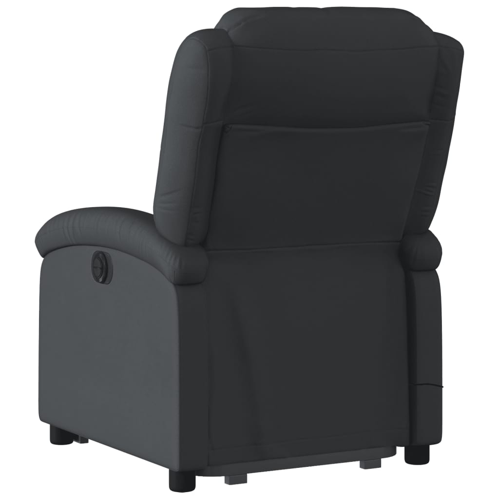 vidaXL Sillón reclinable de masaje elevable cuero auténtico negro