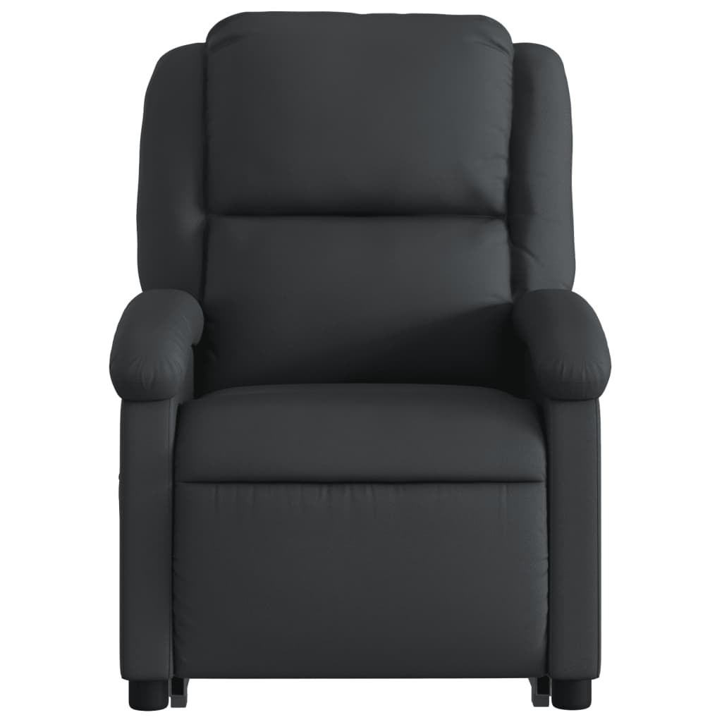 vidaXL Sillón reclinable de masaje elevable cuero auténtico negro