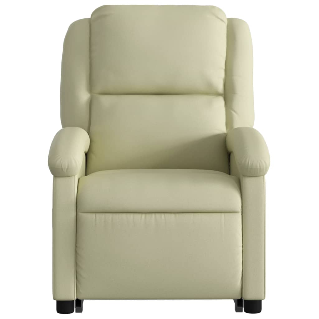 vidaXL Sillón reclinable de masaje elevable cuero auténtico crema