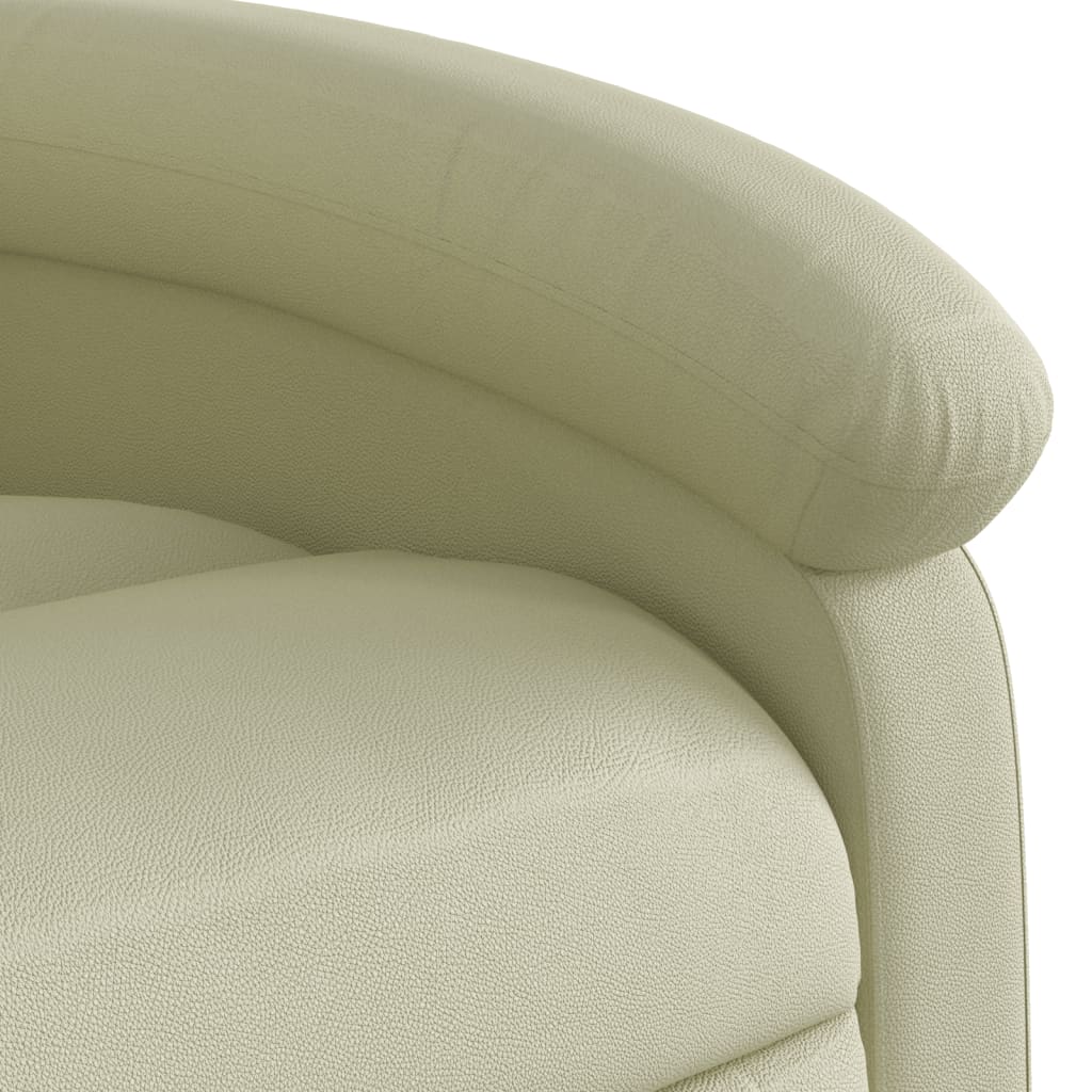 vidaXL Sillón reclinable de masaje elevable cuero auténtico crema