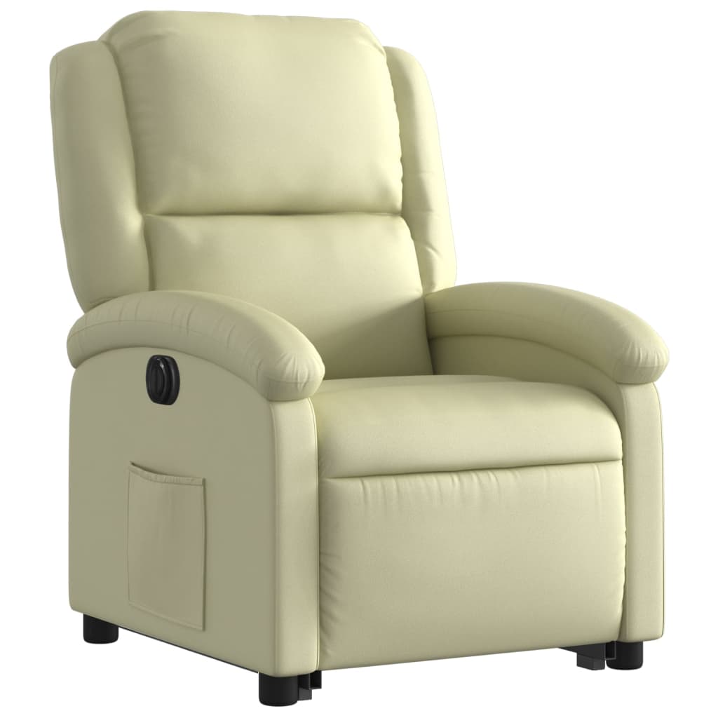 vidaXL Sillón reclinable eléctrico elevable cuero auténtico crema