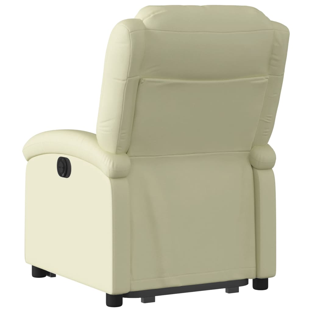 vidaXL Sillón reclinable eléctrico elevable cuero auténtico crema