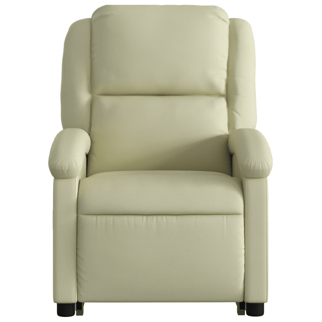 vidaXL Sillón reclinable eléctrico elevable cuero auténtico crema