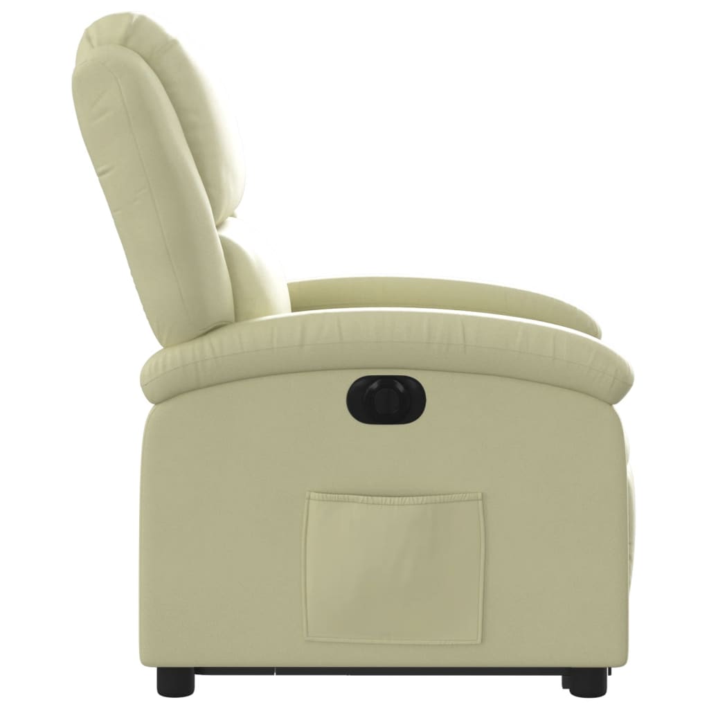 vidaXL Sillón reclinable eléctrico elevable cuero auténtico crema