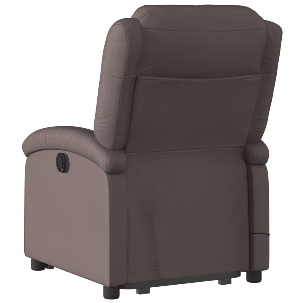 vidaXL Sillón masaje eléctrico elevable cuero auténtico marrón oscuro