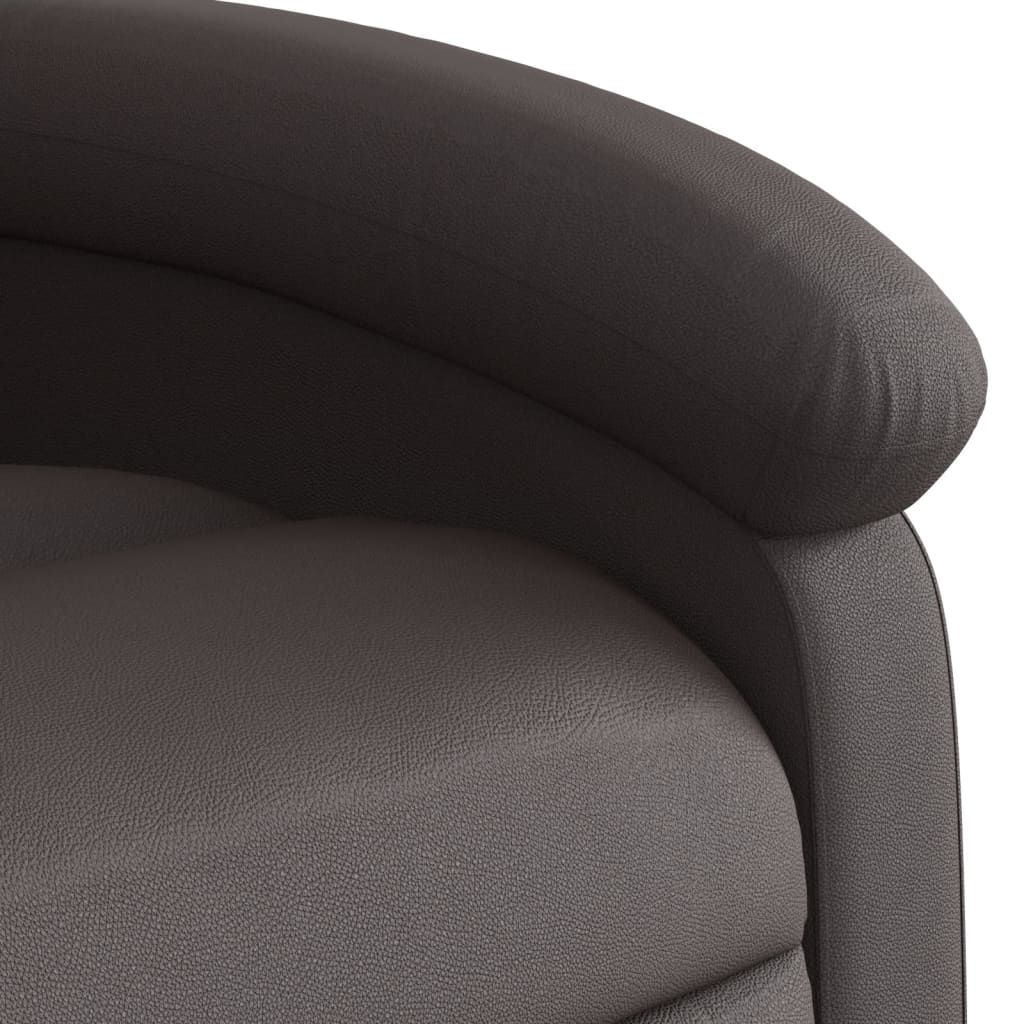 vidaXL Sillón masaje eléctrico elevable cuero auténtico marrón oscuro