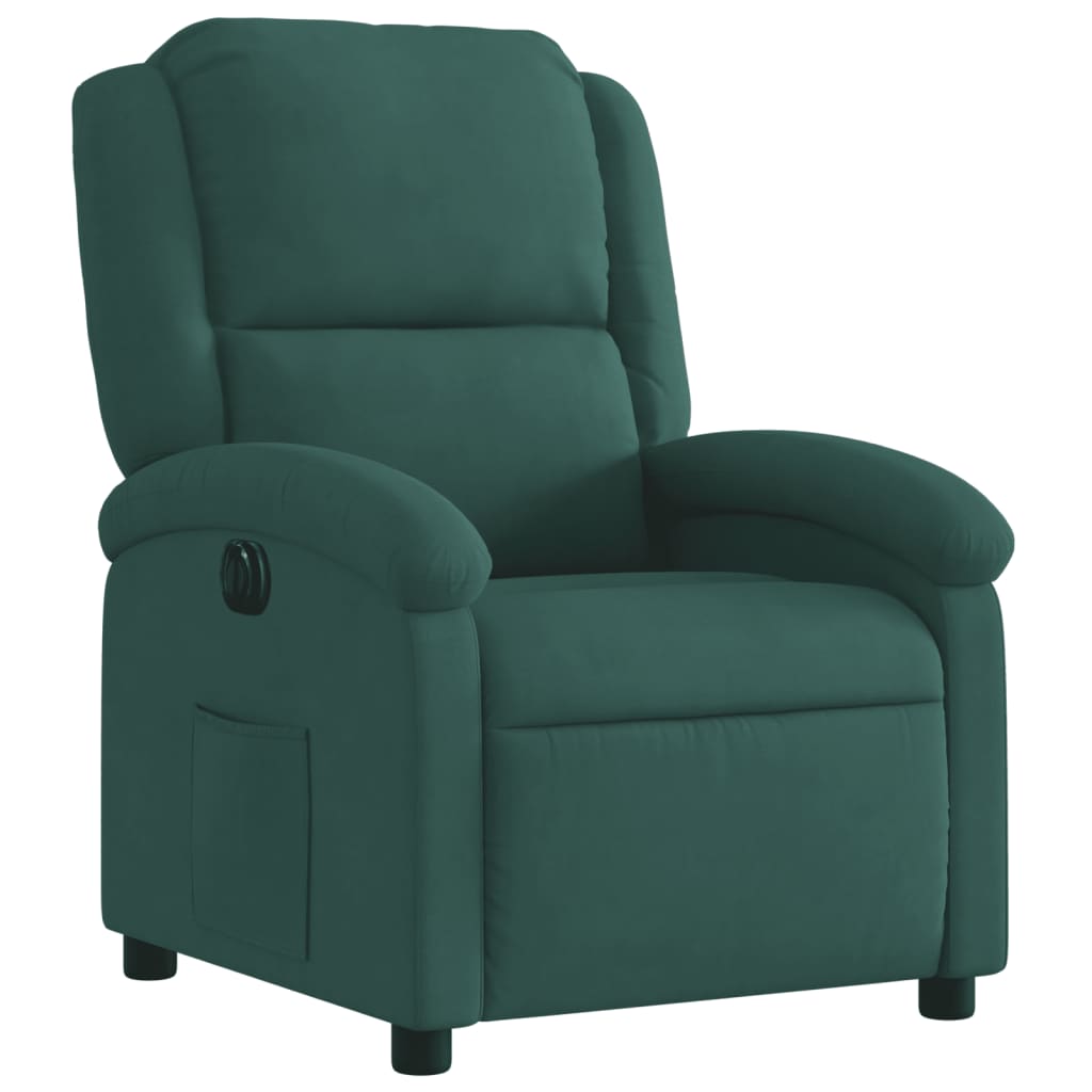 vidaXL Sillón reclinable eléctrico de terciopelo verde oscuro