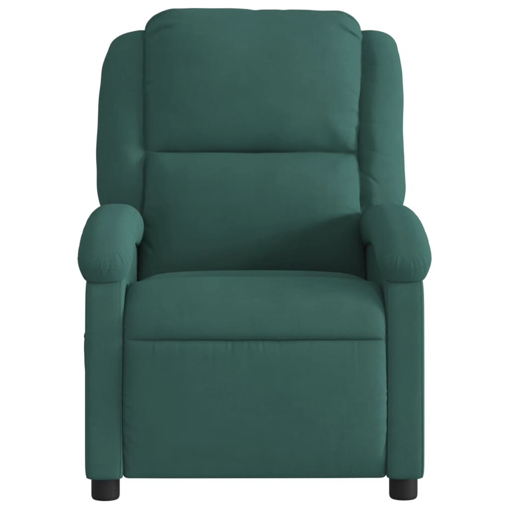 vidaXL Sillón reclinable eléctrico de terciopelo verde oscuro