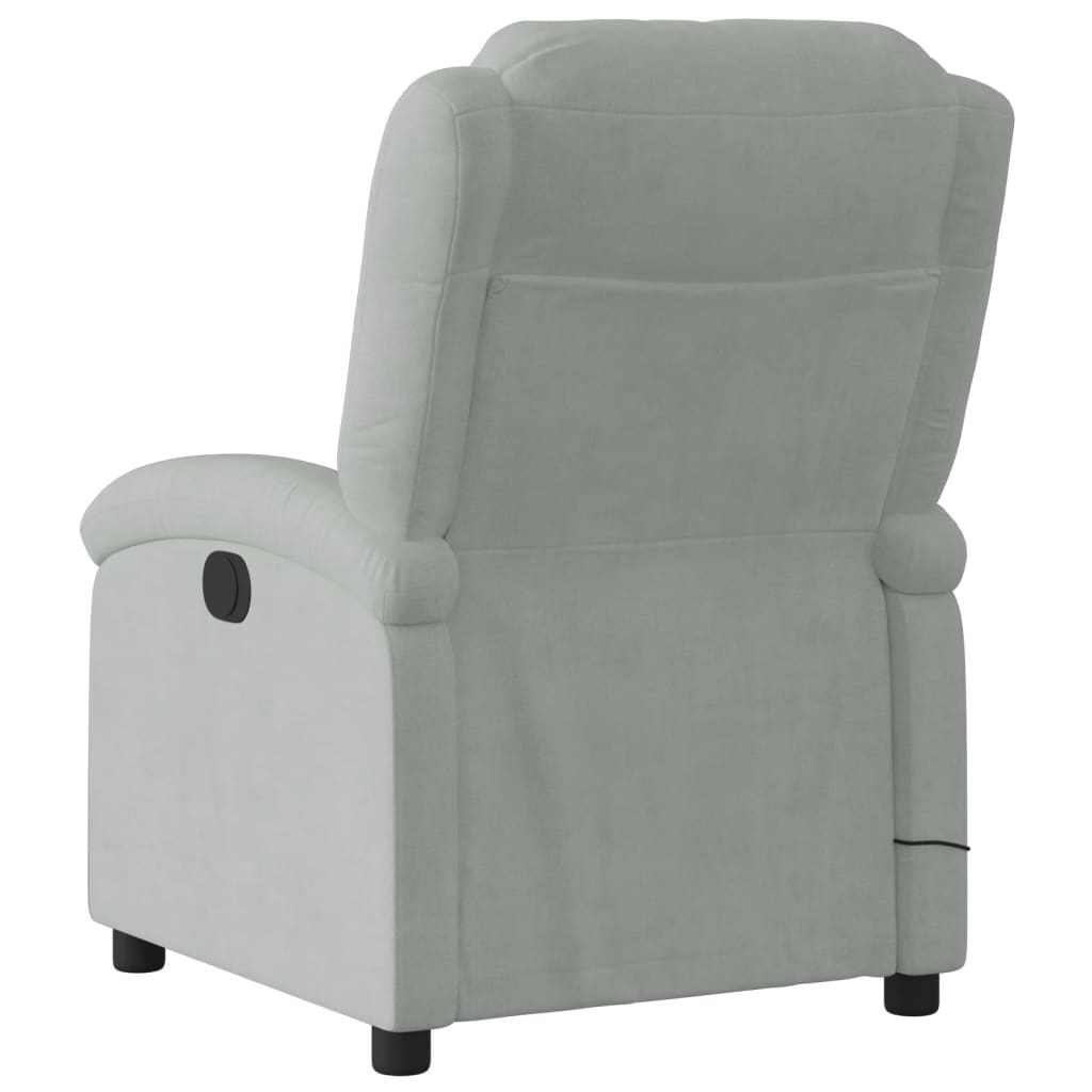 vidaXL Sillón reclinable de masaje eléctrico terciopelo gris claro