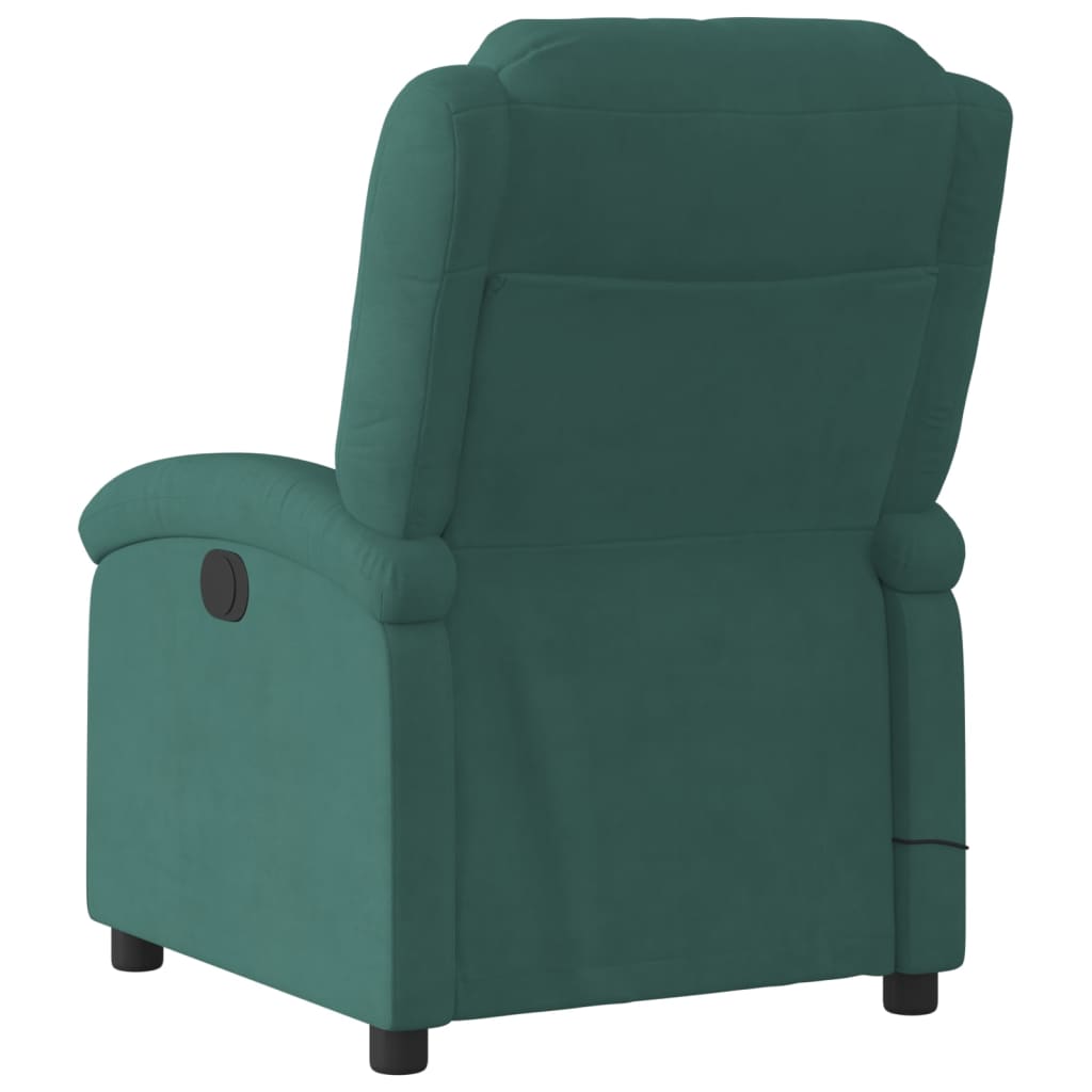 vidaXL Sillón reclinable de masaje eléctrico terciopelo verde oscuro