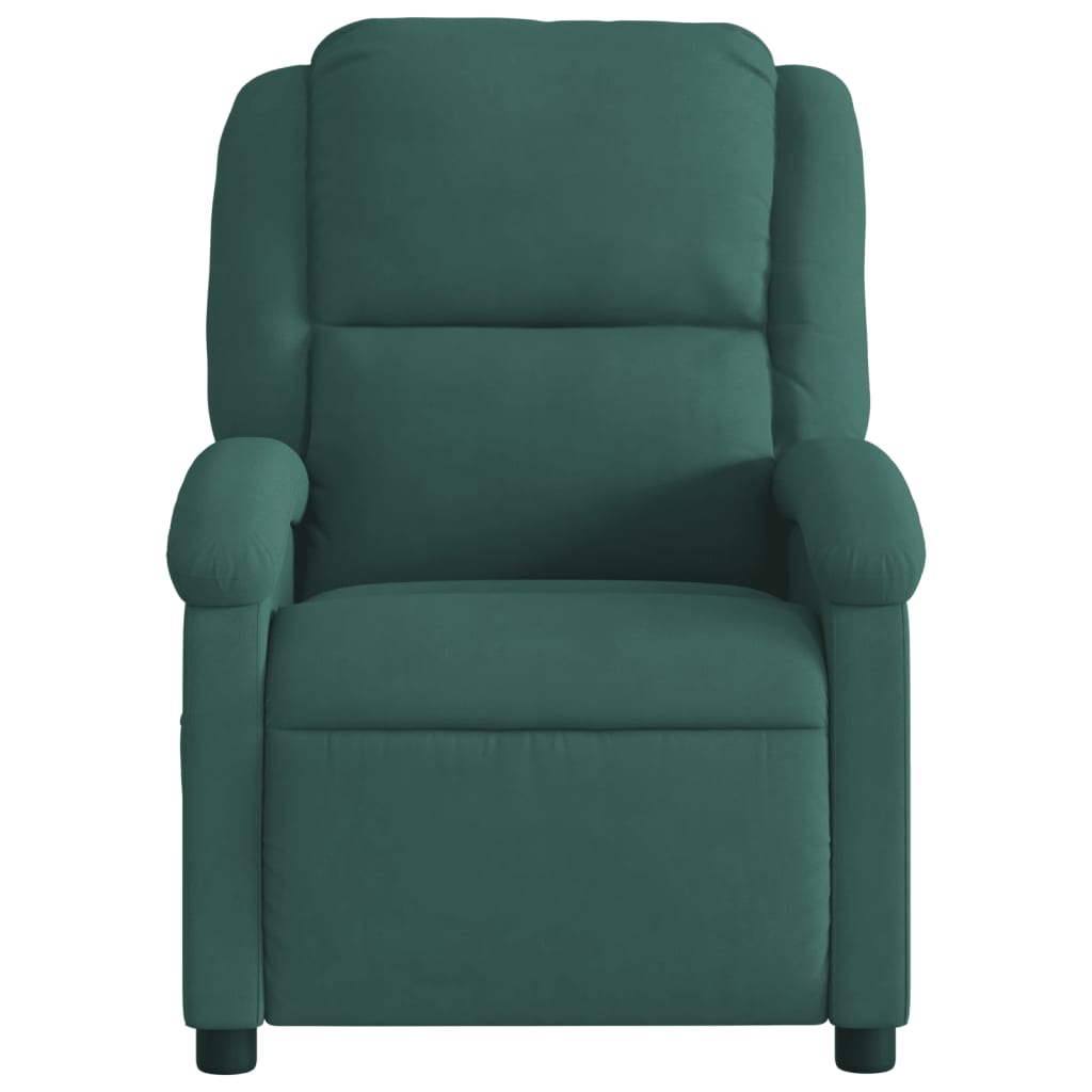 vidaXL Sillón reclinable de masaje eléctrico terciopelo verde oscuro