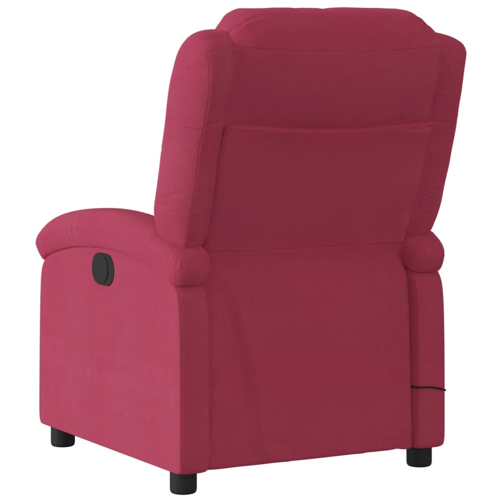 vidaXL Sillón reclinable de masaje eléctrico terciopelo rojo tinto