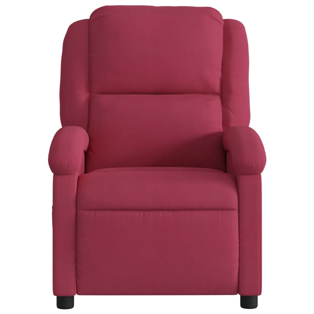 vidaXL Sillón reclinable de masaje eléctrico terciopelo rojo tinto