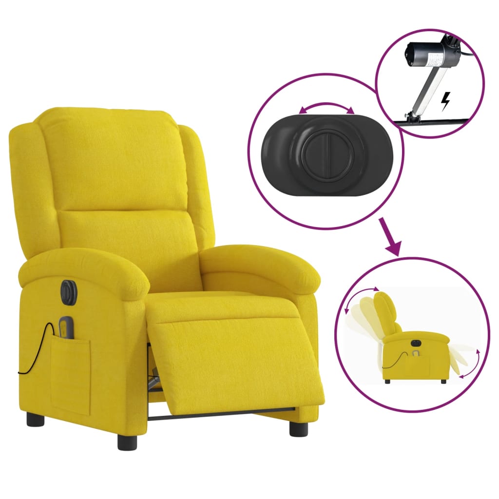 vidaXL Sillón reclinable de masaje eléctrico terciopelo amarillo