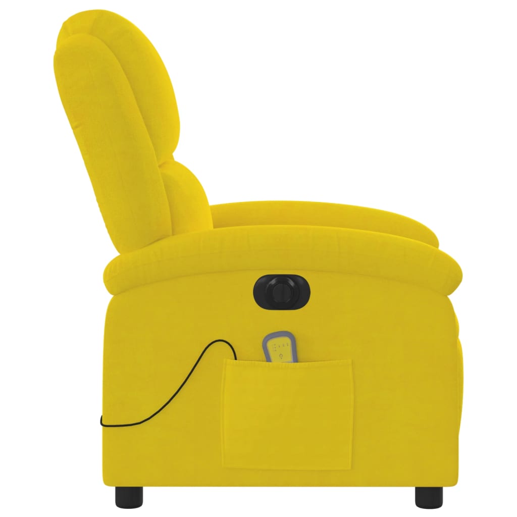 vidaXL Sillón reclinable de masaje eléctrico terciopelo amarillo