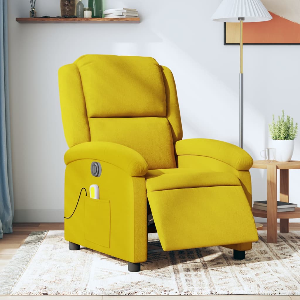 vidaXL Sillón reclinable de masaje eléctrico terciopelo amarillo