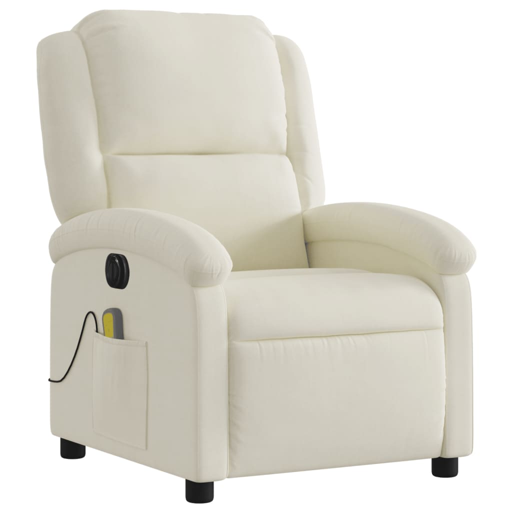 vidaXL Sillón reclinable de masaje eléctrico terciopelo color crema