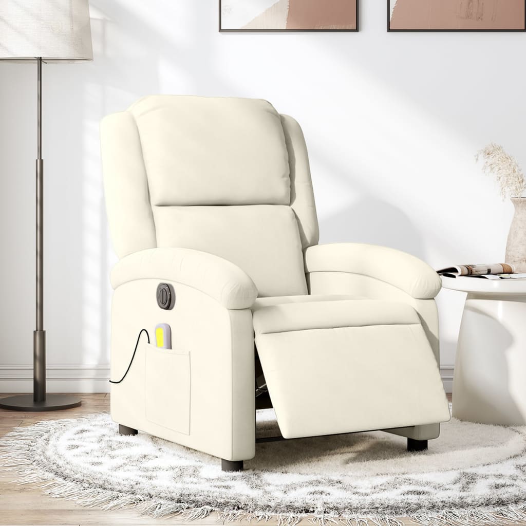 vidaXL Sillón reclinable de masaje eléctrico terciopelo color crema