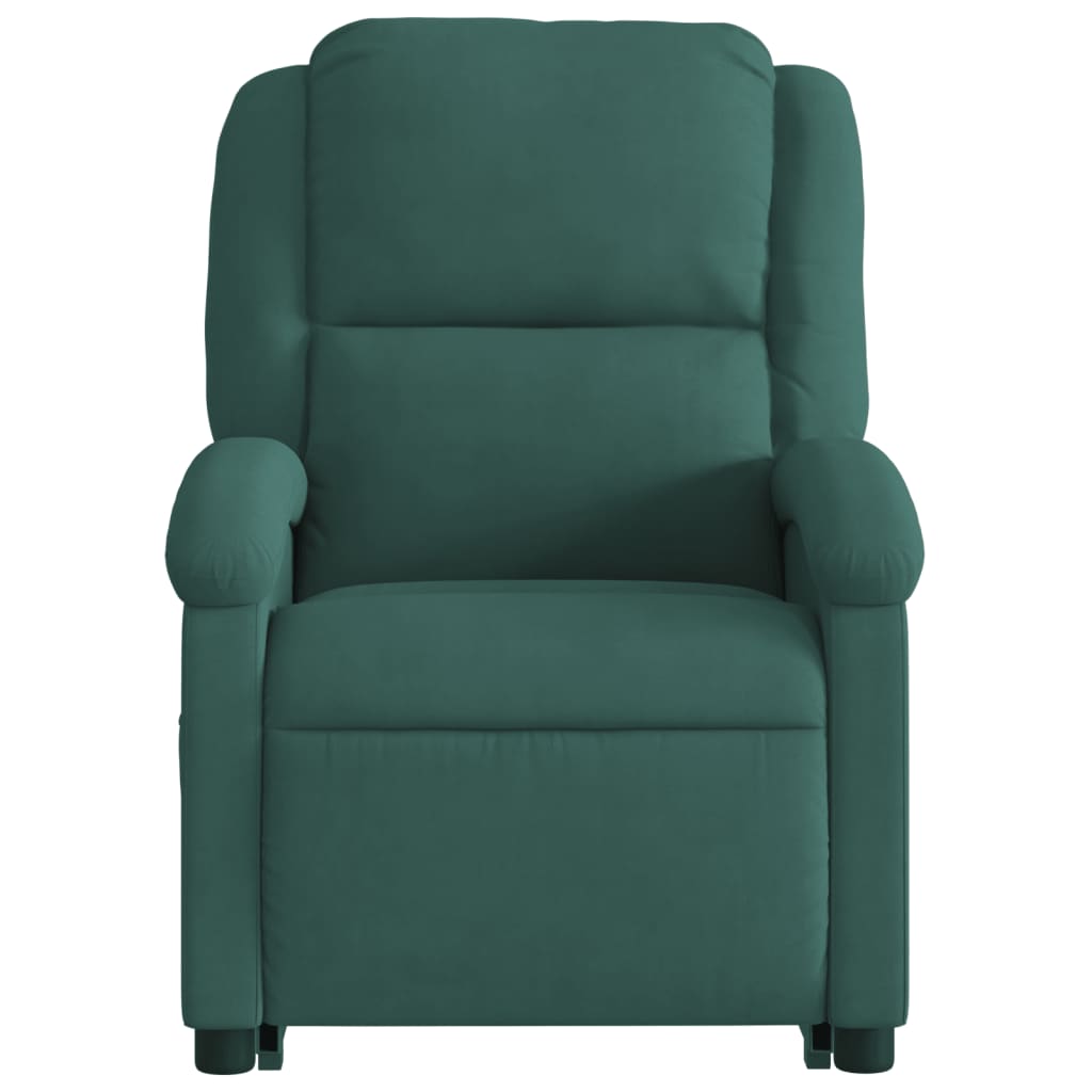 vidaXL Sillón reclinable elevable terciopelo verde oscuro