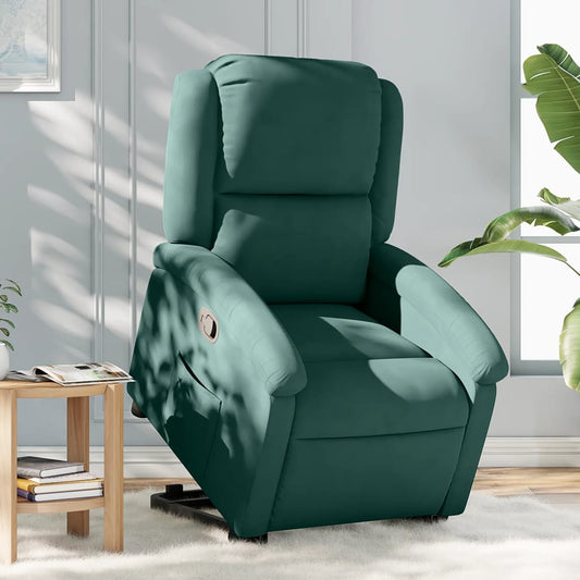 vidaXL Sillón reclinable elevable terciopelo verde oscuro