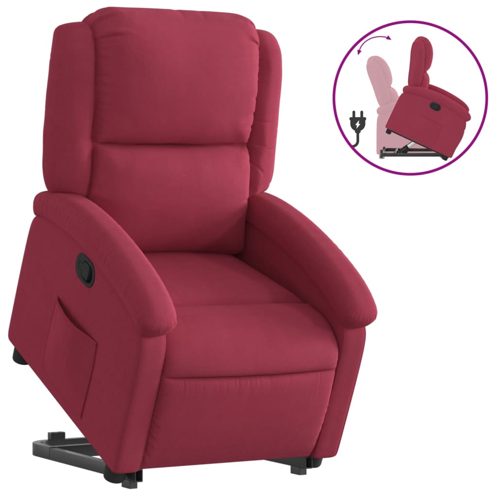 vidaXL Sillón reclinable elevable terciopelo rojo tinto