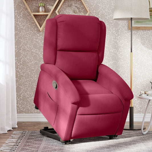 vidaXL Sillón reclinable elevable terciopelo rojo tinto