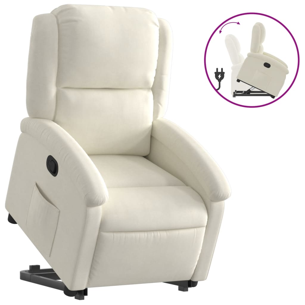 vidaXL Sillón reclinable elevable terciopelo crema