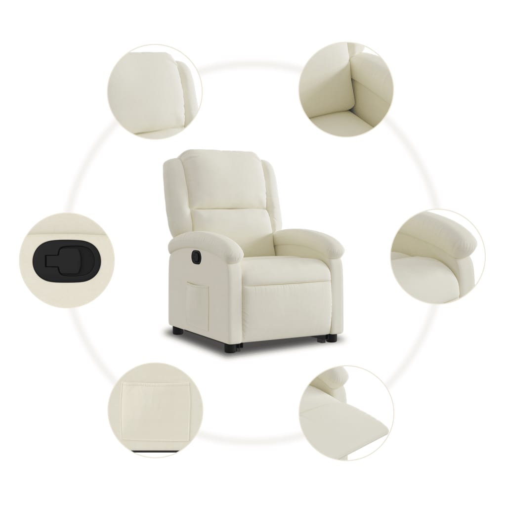 vidaXL Sillón reclinable elevable terciopelo crema