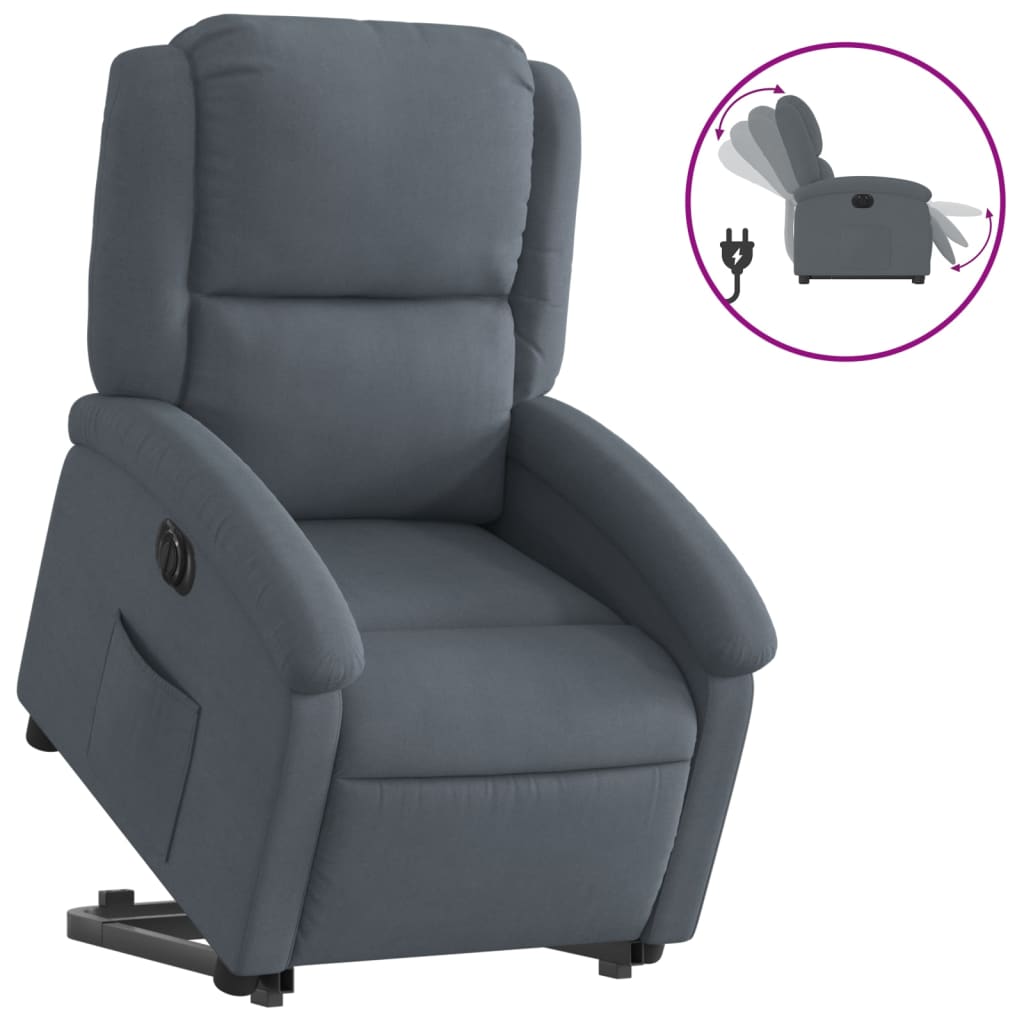 vidaXL Sillón eléctrico reclinable elevable de terciopelo gris oscuro