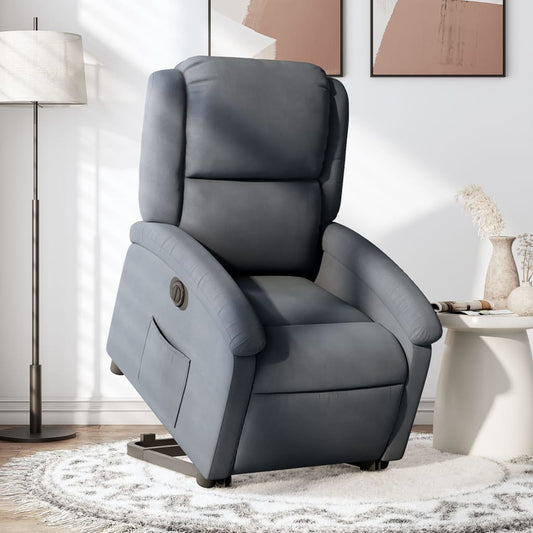 vidaXL Sillón eléctrico reclinable elevable de terciopelo gris oscuro