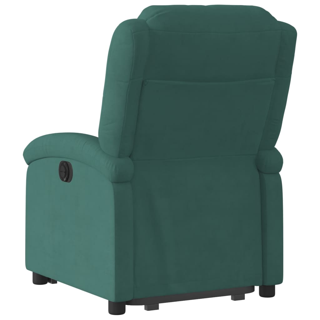 vidaXL Sillón eléctrico reclinable elevable de terciopelo verde oscuro