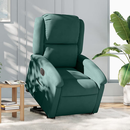 vidaXL Sillón eléctrico reclinable elevable de terciopelo verde oscuro