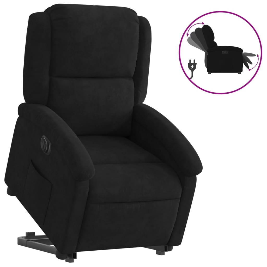 vidaXL Sillón eléctrico reclinable elevable de terciopelo negro