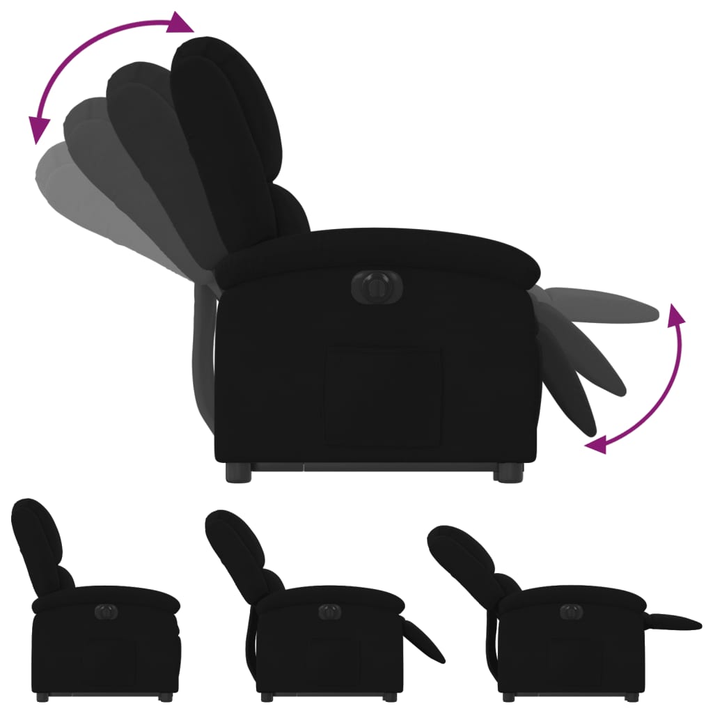 vidaXL Sillón eléctrico reclinable elevable de terciopelo negro